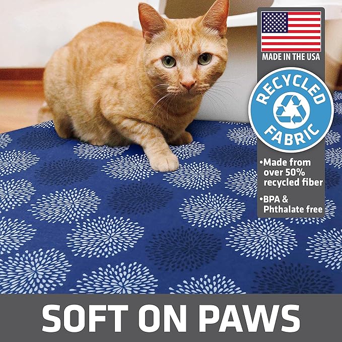 Drymate Cat Litter Box Mat, Litter Trapping Mat, Dark Blue, 29x36 XL | Waterproof, Urine-Proof, Absorbent, Machine Washable, Soft on Paws, Contains Mess, Protects Floors, Kitten Supplies, USA Made