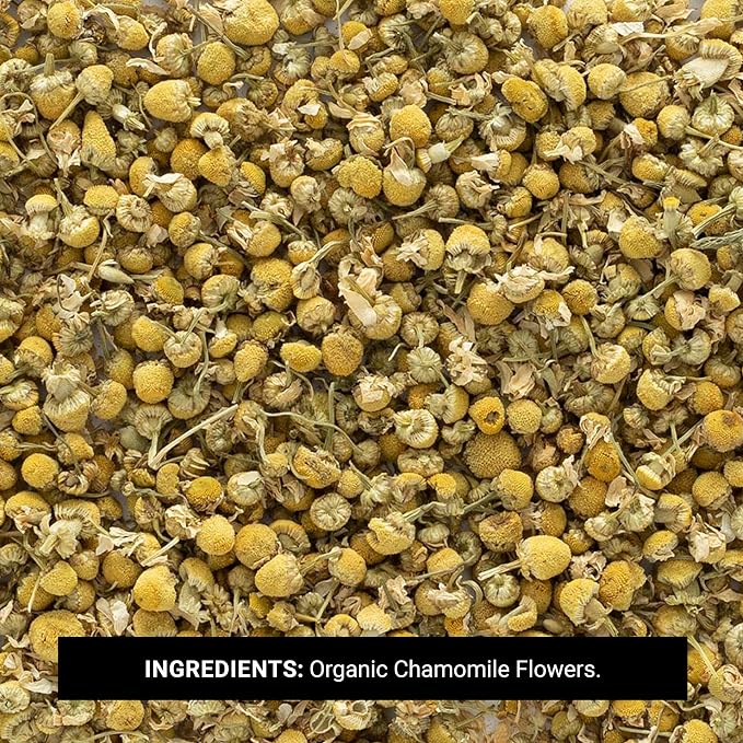 Frontier Co-op Organic German Whole Chamomile Flowers, 1-pound Bulk Bag, Makes Relaxing/Calming Tea, Kosher, Non Irradiated