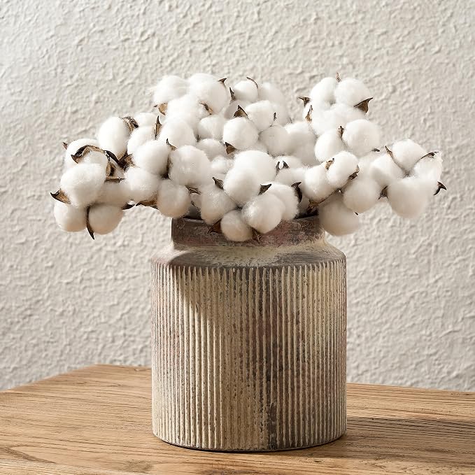 SIDUCAL Ceramic Vintage Rustic Terracotta Vase, 7.2 Inch Farmhouse Decorative Pottery Vase Wide-Mouth Vases for Home Decor, Living Room, Bookshelf, Bedroom, Bathroom, Kitchen, Whitewashed
