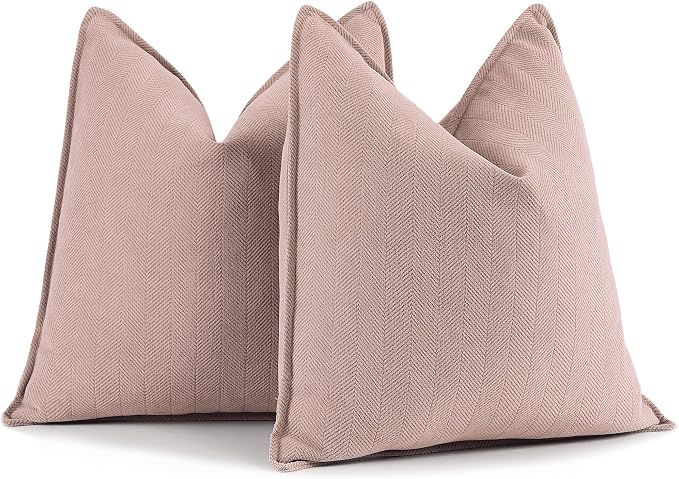 Dusty Pink Valentine Pillow Covers 20x20 Set of 2 Chenille Throw Pillow Covers with Elegant Design Soft and Luxurious Decorative Throw Pillows for Couch, Bed, and Home Decor