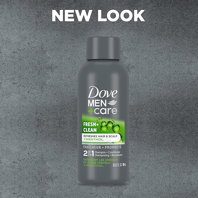 Dove Men+Care Fortifying 2 in 1 Shampoo and Conditioner Fresh and Clean with Caffeine for Normal to Oily Hair Helps Strengthen Thinning Hair 3 oz