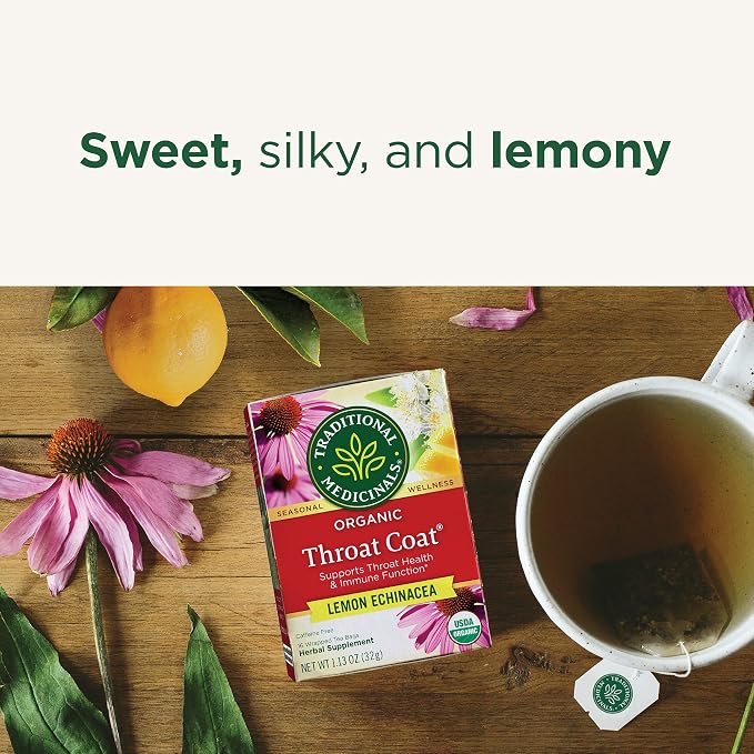 Traditional Medicinals, Organic Lemon Echinacea Throat Coat, 16 ct (Pack of 2)
