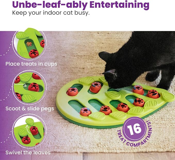 Catstages Nina Ottosson Buggin’ Out Puzzle & Play Cat Toy Treat Puzzle, 14" | Level 2 Intermediate, 16 Hidden Treat Cups, Problem Solving, Interactive Enrichment, Slow Feeder, Indoor Cats & Kittens