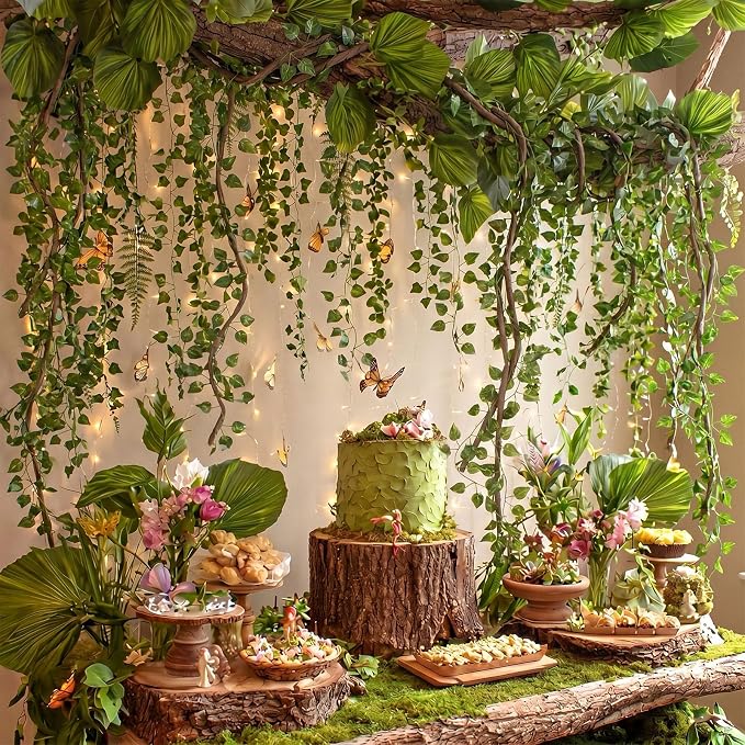 68.9 Ft Artificial Hanging Vines Jungle Greenery Classroom Decor | Rainforest Safari Ceiling Wall Decoration, Tropical Faux Foliage, Whimsical Forest Theme for Reading Corner and Party DIY