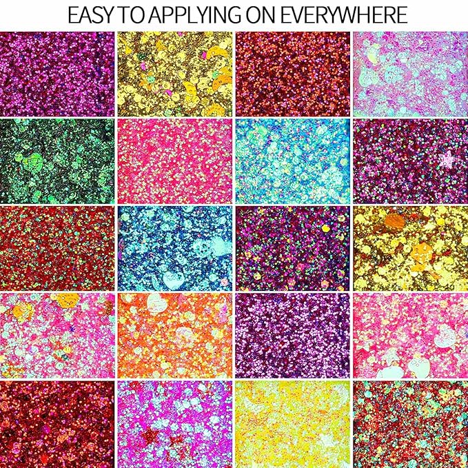 FANDAMEI 40 Colors Face Glitter, Face Paint Glitter Gel - Face Glitter for Women Girls Kids, No Glue Needed, Multi-Purpose Glitter Makeup for Hair Face Body Halloween Rave Carnival