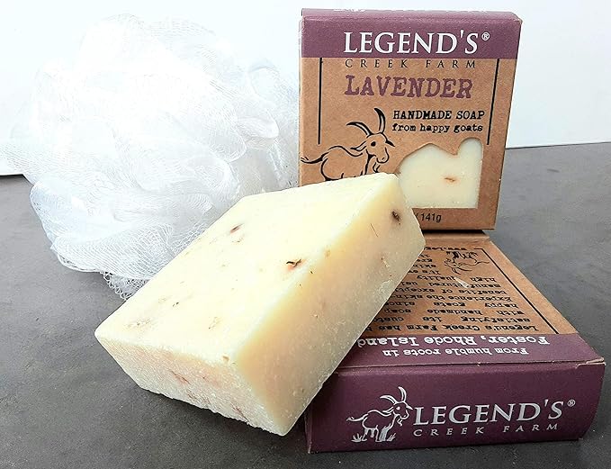 Legend's Creek Farm Goat Milk Soap - Cleansing Moisturizing Bar for Hands and Body - 5 Oz Creamy Lather, Nourishing, Gentle Natural Soap for Sensitive Skin, Handmade in USA (Lavender, Pack of 1)