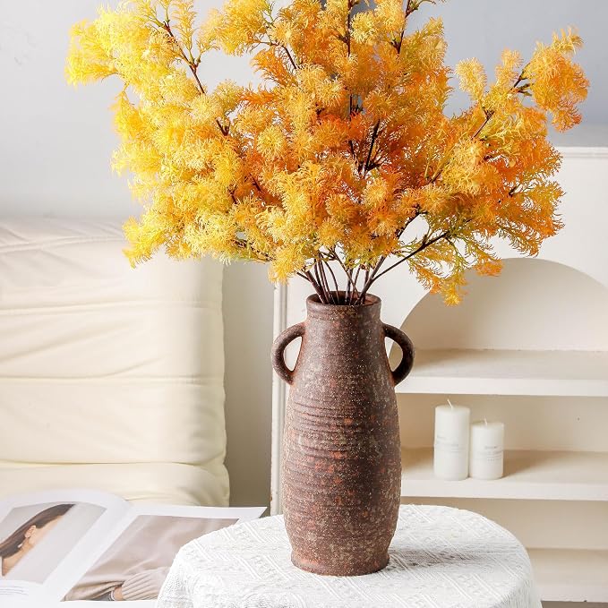 Ceramic Rustic Vase, 12.3 Inch Farmhouse Decorative Flower Vase for Home Decor, Rusty Vase for Living Room Bedroom Kitchen Office Decor Centerpiece Table Decorations