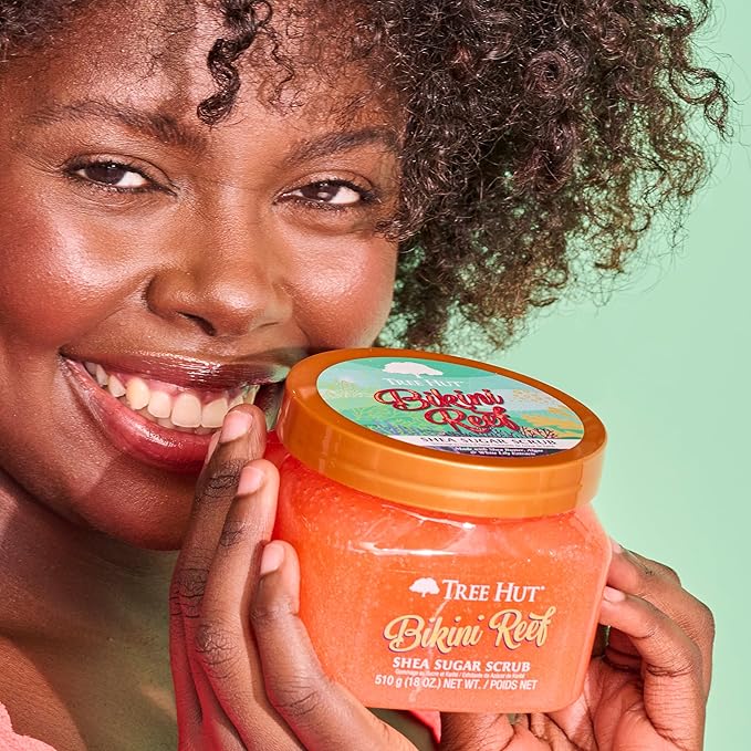 Tree Hut Bikini Reef Shea Sugar Scrub, Exfoliating, Hydrating & Moisturizing Body Scrub with Shea Butter & Nourishing Essential Oils, Smooth & Soften Skin, 18 oz