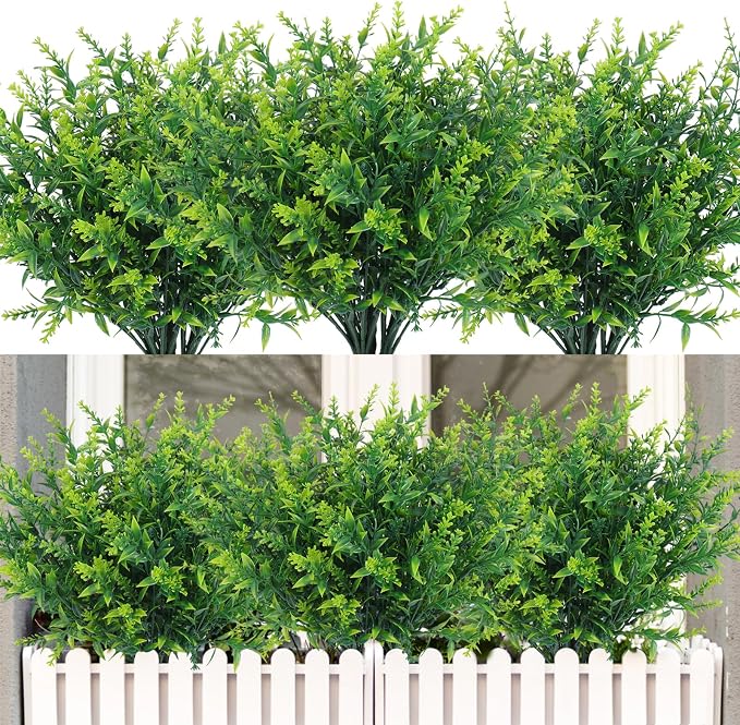 RECUTMS Artificial Outdoor Plants Artificial Flowers for Outside Fake Green | 12Pcs Faux Flowers for Outdoor Planters Indoor Faux Spring Florals Fake Plants Flower Fillers for Bouquets Spring Vase Filler