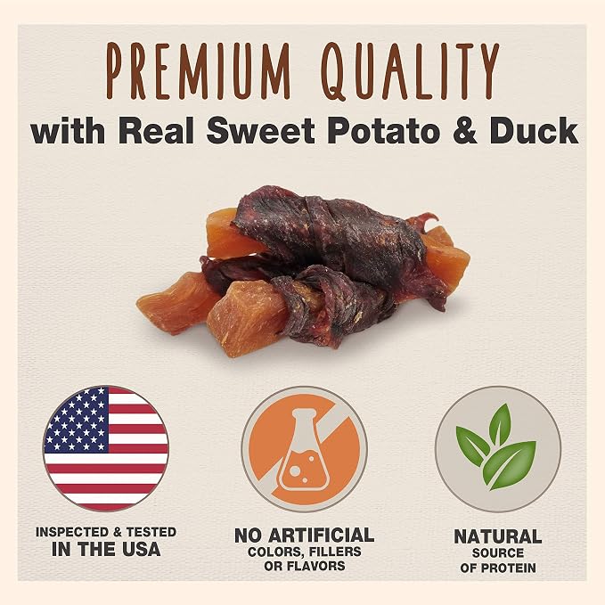Cadet Gourmet Sweet Potato & Duck Wrapped Biscuits Dog Treats, 28 oz | Real sweet potato & duck, dog treats wraps, crunchy healthy dog treats, great for training, for small & large breeds