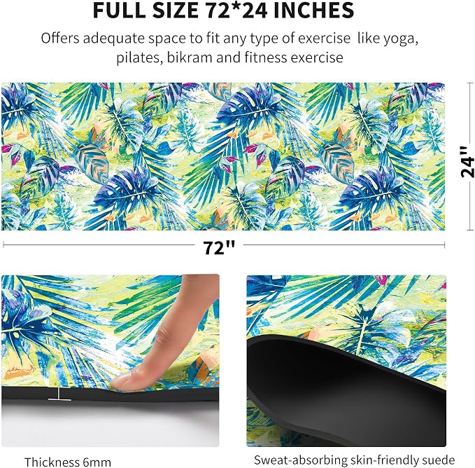 nuveti Yoga Mat Print Extra Thick TPE Non Slip Fitness Exercise Mat with Carrying Bag,72"x24" Extra Thick 6MM Exercise & Workout Mat for Yoga, Pilates Fitness and Floor Exercises