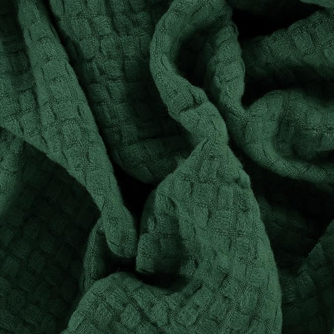 CREVENT Farmhouse Boho Knitted Throw Blanket for Couch Sofa Chair Bed Home Decoration, Soft Warm Cozy Light Weight for Spring Summer Fall (50''X60'' Christmas Green)