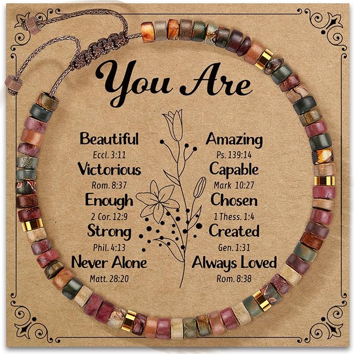Inspirational Gifts Bracelets for Women: Valentines Mothers Day Birthday Gifts for Women Friends Sister Mom - Healing Natural Stone Beads Bracelets Thinking of you Get Well Soon Gift for Women