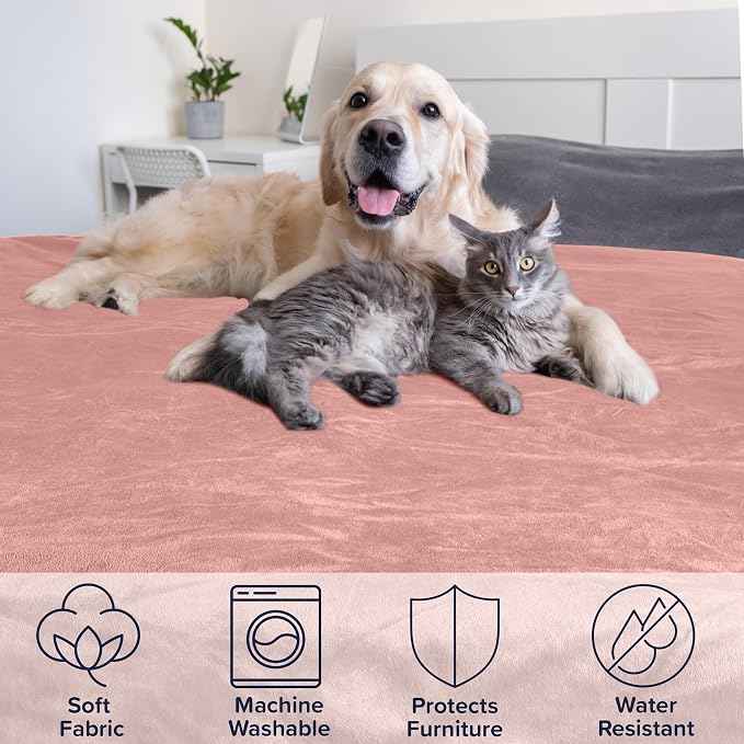 PETMAKER Dog Blanket, Pink, 80” x 100” | Reversible Sherpa Blanket - Throws for Bed, Couch, Crate, or Car - Machine Washable Puppy Essentials