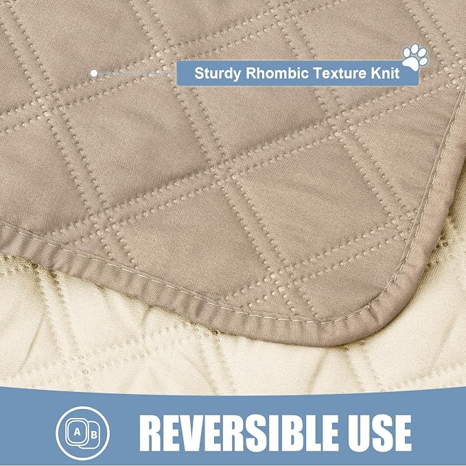 Smiry Waterproof Reversible Pet Couch Covers for Dogs | Pet Friendly, Soft Fabric, Washable Sofa Furniture Protector for Dogs Cat Kids, Checkered (40"x40", Taupe/Beige)