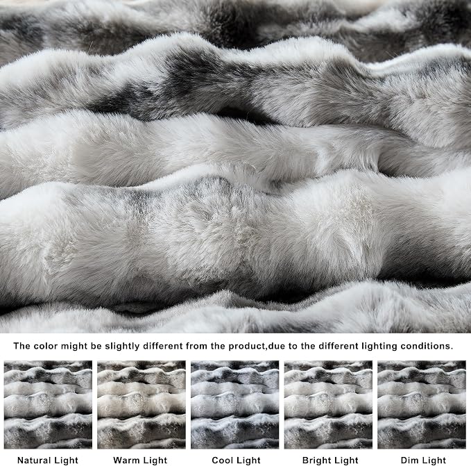WDCOZY Marble Pattern Bubble Throw Blanket, Luxury Faux Rabbit Fur Mink Plush Throw for Couch, Sofa and Bed, Soft Fluffy Fuzzy Cozy Blanket for Women, Thick and Warm, 60x80 inches, 950 GSM