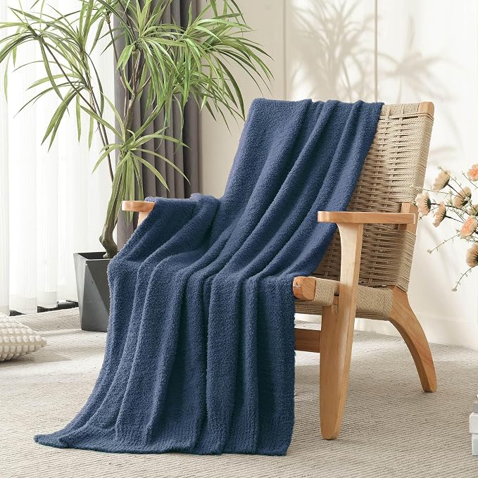 Navy Blue Throw Blanket, Soft Fluffy Fuzzy Knit Blanket for Couch Bed Sofa, Cozy Plush Warm Blanket for Bedroom Living Room, Spring Home Decor, 50x60 Inches