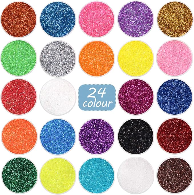 Fine Glitter 24 Colors Craft Glitter for Resin Makeup for Body Nail Face Hair Eyeshadow Lip Gloss Making
