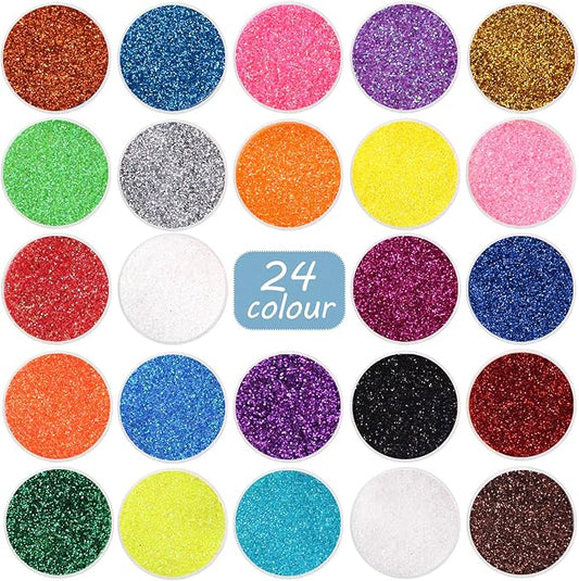 Fine Glitter 24 Colors Craft Glitter for Resin Makeup for Body Nail Face Hair Eyeshadow Lip Gloss Making