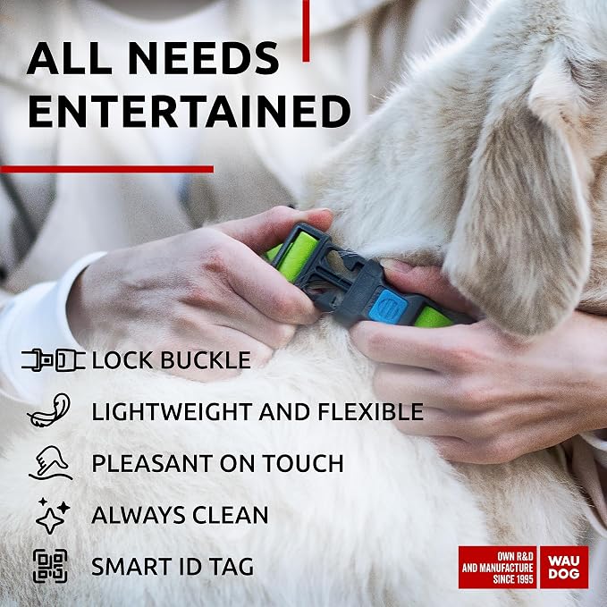 WAUDOG Waterproof Dog Collar - Adjustable Dog Collar for Large Dogs, Small and Medium Dogs - Breakaway Dog Collar Waterproof with Plastic Buckle and QR Dog Tag - Boy & Girl Dog Collars (Green) | Water and Dirt Resistant, Quick Dry QR Pet Tag Adjustable...