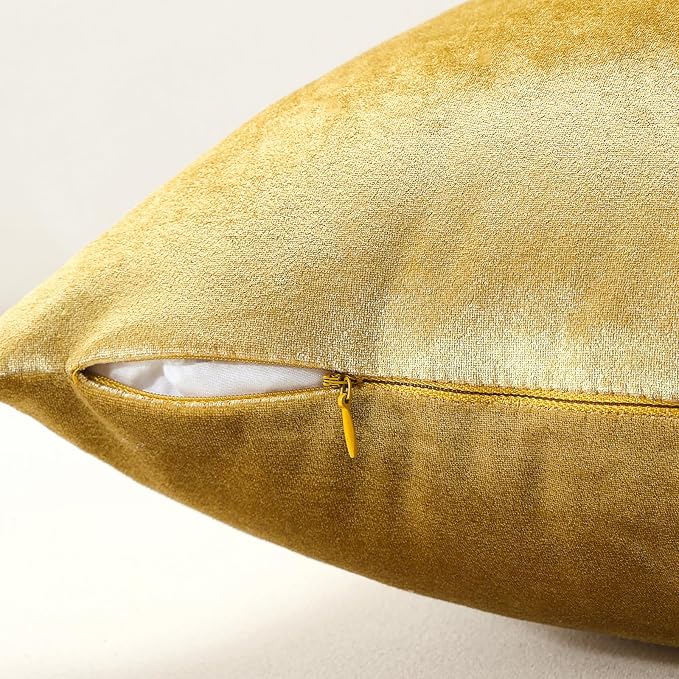 Artscope Luxury Velvet Pillow Covers Super Soft Decorative Rectangle Throw Pillow Covers Case Cushion Covers for Sofa Couch Bedroom Car Decor 16x24 Inch Shimmery Gold