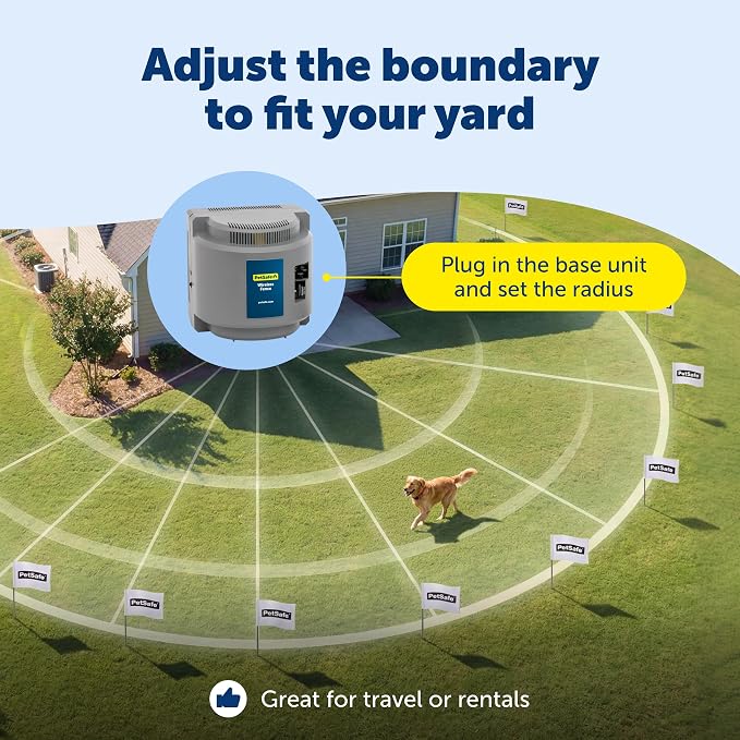PetSafe Wireless Fence Pet Containment System + Batteries, Up to 1/2 Acre | Includes extra 2-pack RFA-67 Batteries, Static & Tone, Sets up in 1-2 Hrs, Waterproof Collar, Dogs 8 lb+, Necks 6-28in