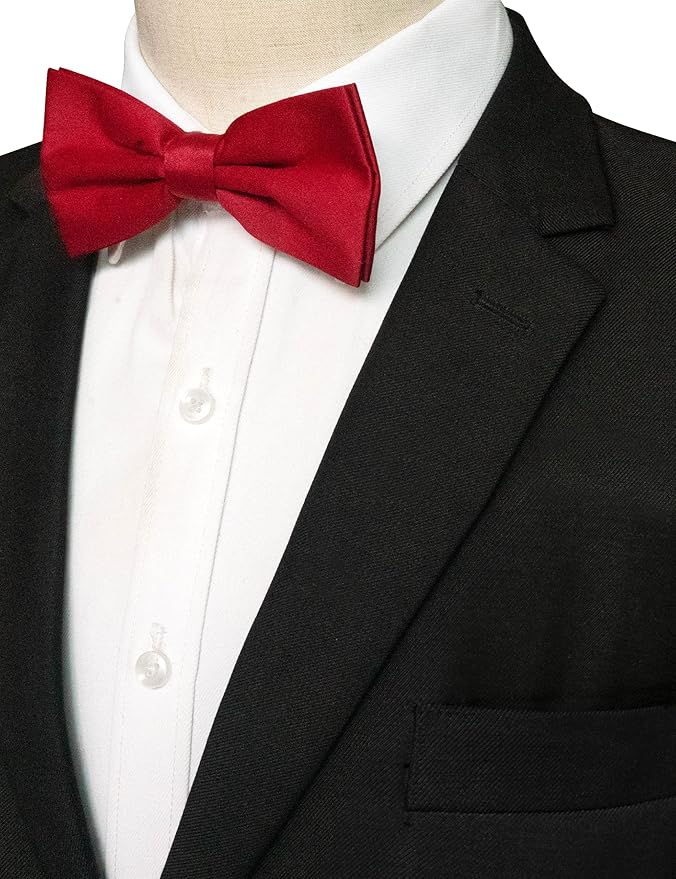JEMYGINS Solid Color Pre-tied Bow Tie Adjustable Bowtie for Men