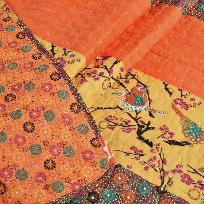 Lush Decor Royal Empire Reversible Cotton Throw Blanket, 50" W x 60" L, Tangerine - Throw Blankets for Bed - Couch Blanket - Boho Throw Blanket for Couch