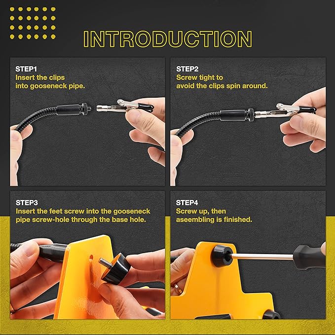 KOTTO Third Hand Professional Soldering Stand Tool PCB Holder Five Arms Helping Hands Crafts Jewelry Hobby Workshop Helping Station Non-Slip Steel Weighted Base for PCB Electronics Wires