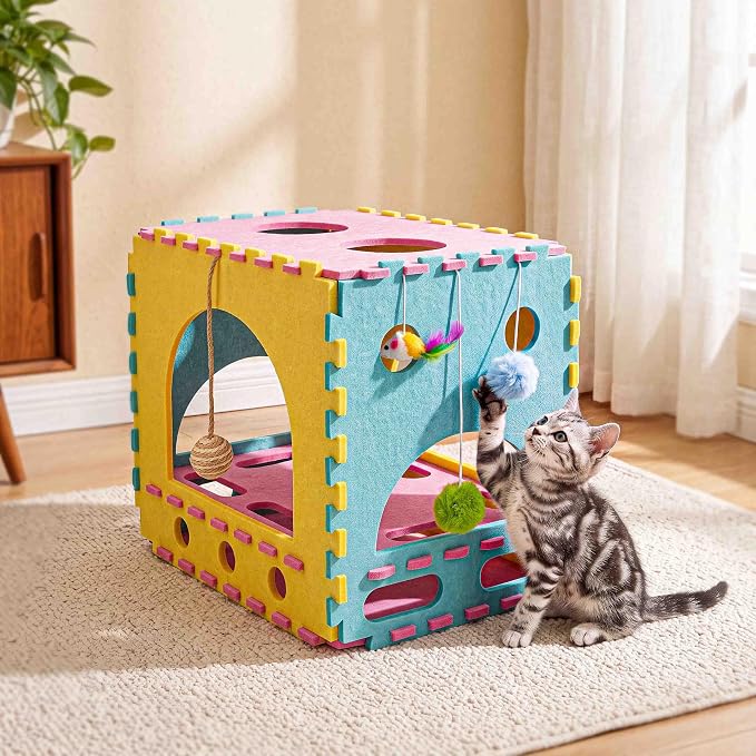 41 Pcs Interactive Cat Toys with Cat Puzzle Box, Cat Puzzle Toys, Kitten Toy