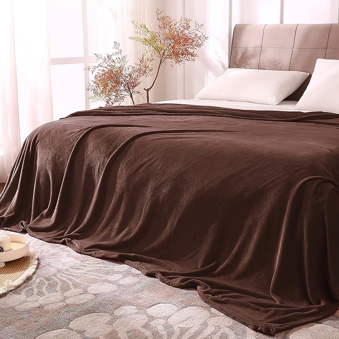 BEDELITE Fleece Blanket Soft Plush Queen Size Bed Blanket Brown 90"x90" | Ultra Soft Fleece, Plush Microfiber, Lightweight Warmth, All Season Comfort, Fade Resistant, Machine Washable,Perfect for Bed