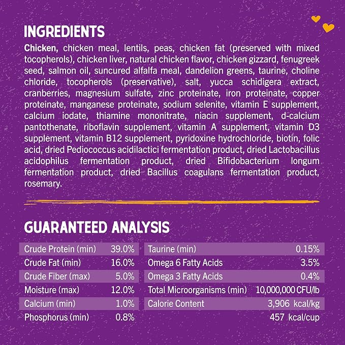 Stella & Chewy's Raw Coated Cat Food - High Protein, Grain-Free Kibble with Cage-Free Chicken - Premium Digestive Support with Probiotics - Natural Small Kibble - Perfect for Picky Eaters - 10 lb Bag