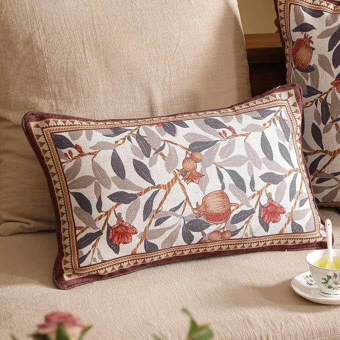 patdrea Designer French Vintage Linen Throw Pillow Cover,12"x20",Set of 2 | Decorative Pillow Case with Zipper,Floral Pattern,Pillow Cover for Couch Living Room Bedroom Sofa