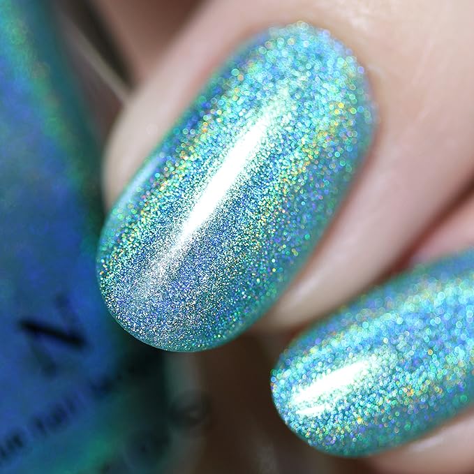 ILNP Aerial View - Aquamarine Ultra Holographic Nail Polish, Chip Resistant Manicure, Long Wear Nail Lacquer, Smooth & Glossy Finish, Non-Toxic, Vegan, Cruelty Free, 12ml