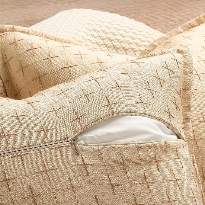 12x20 Pillow Covers Set of 2 Soft Polyester Textured Pillow Covers with Stylish Flange Edge Cozy Farmhouse Throw Pillows for Couch Bed Sofa Living Room