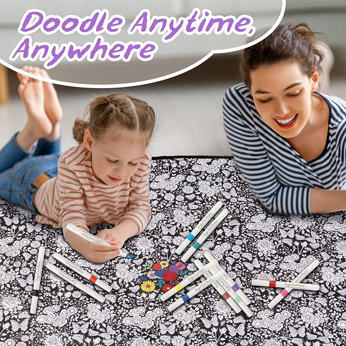 ZHOYIMIMI DIY Cozy Coloring Blankets for Kids & Adults -24 Markers | 50" x 60", Machine Washable, Cozy Velvet, Printed Patterns, ideal for daily use, home decor and kids spaces, Gift Wrapped