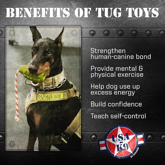 SodaPup USA-K9 Grenade – Durable Dog Tug Toy, Chew Toy & Treat Dispenser Made in USA from Non-Toxic, Pet-Safe, Food Safe Natural Rubber Material for Mental & Physical Stimulation, Bonding, & More