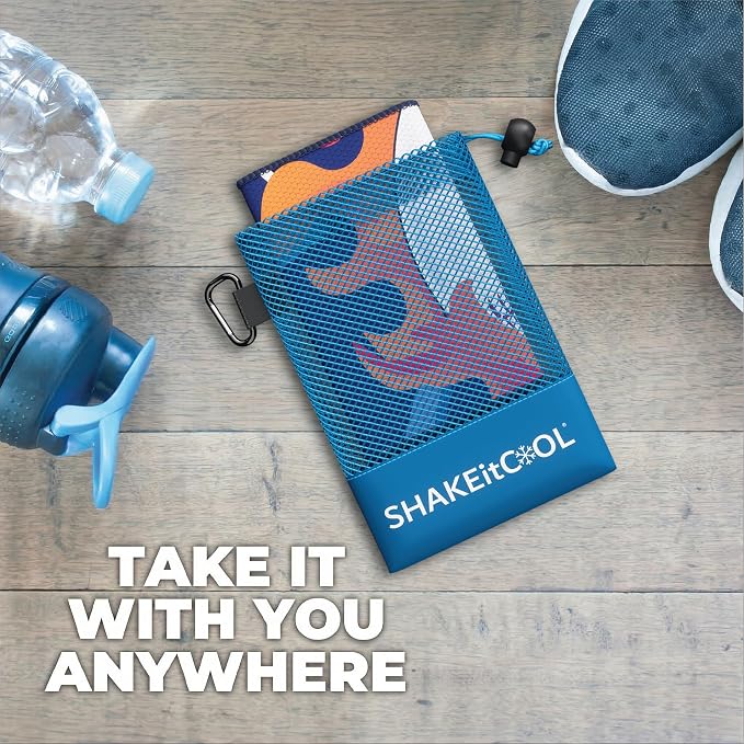 SHAKEitCOOL Original Cooling Towel – Soft, Lightweight, Heat Relief – Perfect for Biking, Running, Yoga, Gym, Gardening – Grand Slam