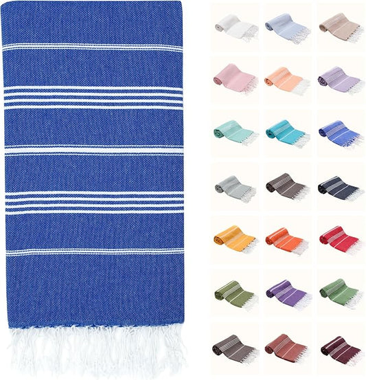 PARK&OZ Turkish Beach Towel – Oversized 100% Cotton, Quick-Dry, Absorbent, Sand-Free Blanket 72x40 – Extra Large, Lightweight Pool Towel for Adults, Women, Men – Sand Resistant & Perfect (Blue)