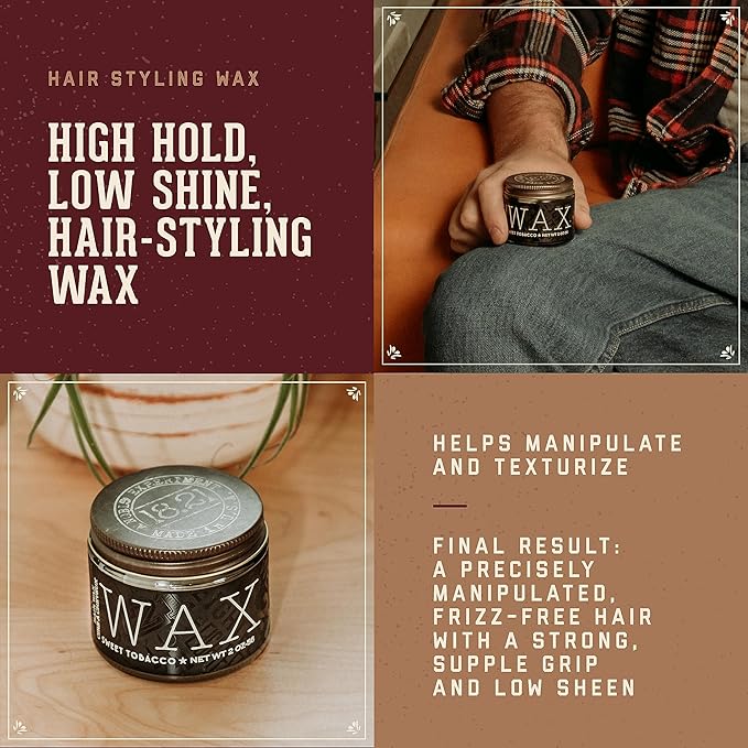18.21 Man Made Hair Styling Product, 2oz. Original Sweet Tobacco Scent in Wax with Low Shine Finish