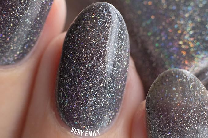 ILNP La Catedral - Neutral Charcoal Grey Holographic Sheer Jelly Nail Polish