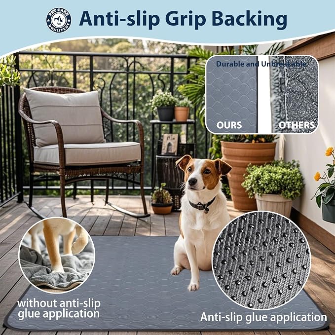 Bunlitent Washable Pee Pads 39" x 39", 3 Pack, Grey, Whelping pad | Reusable, Fast Absorbent, Waterproof, Anti-Slip, For Whelping, Training, Incontinence & Potty, For Dog Playpen, Crate, Car