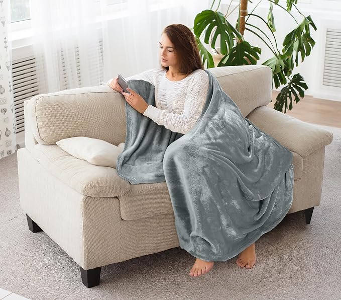 Utopia Bedding Soft Fleece Bed Blanket Throw Size Ash Grey (50x60 Inch) | Microfiber Plush Warm Lightweight Breathable Cozy Blanket Anti-Static, All Season Use, Gift for Women and Men