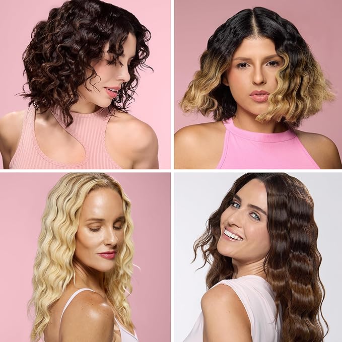 L'ANGE Hair SculptWaver Titanium Deep Wave Crimper | Modern Crimper for Easy, Uniform Waves & Sculpted Texture | Negative Ion Technology for Frizz-Free Shine & Smooth Hair (Blush - Large)