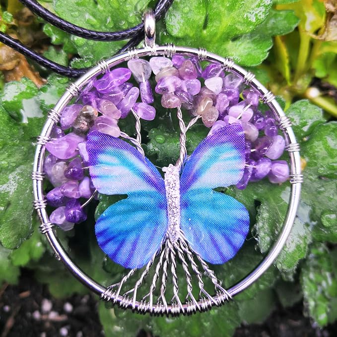 Chakra Crystal Candle Bundle with Tree of Life Pendant, Manifestation Intention, Healing Crystals Gemstones, Meditation, Aromatherapy, Natural Soy Wax (Crystal Candle + Tree of Life Pendant)