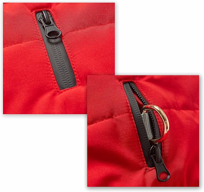 Blueberry Pet Cozy Dog Sweater-Coat – Waterproof Warm Winter Jacket for Small & Medium Dogs, True Red, Size 16, 18" Back Length