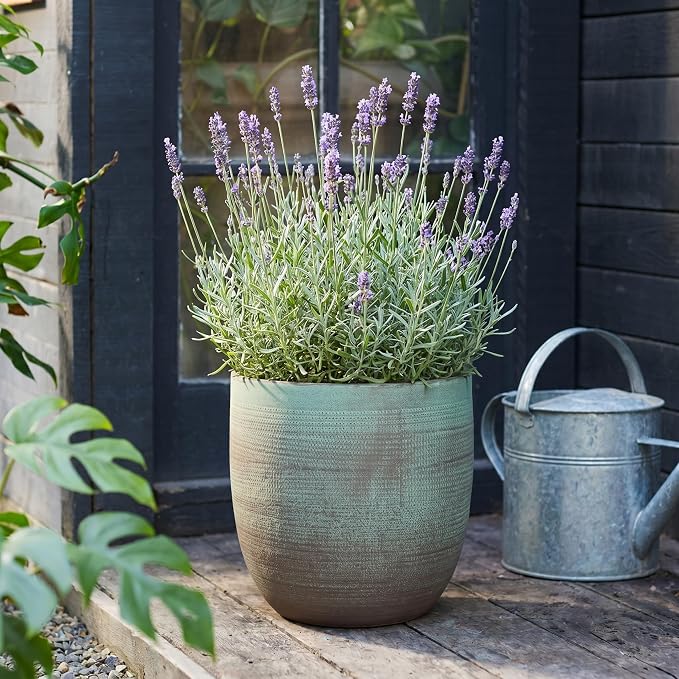 Creative Co-Op Matte Aqua Green Textured Stoneware Planter
