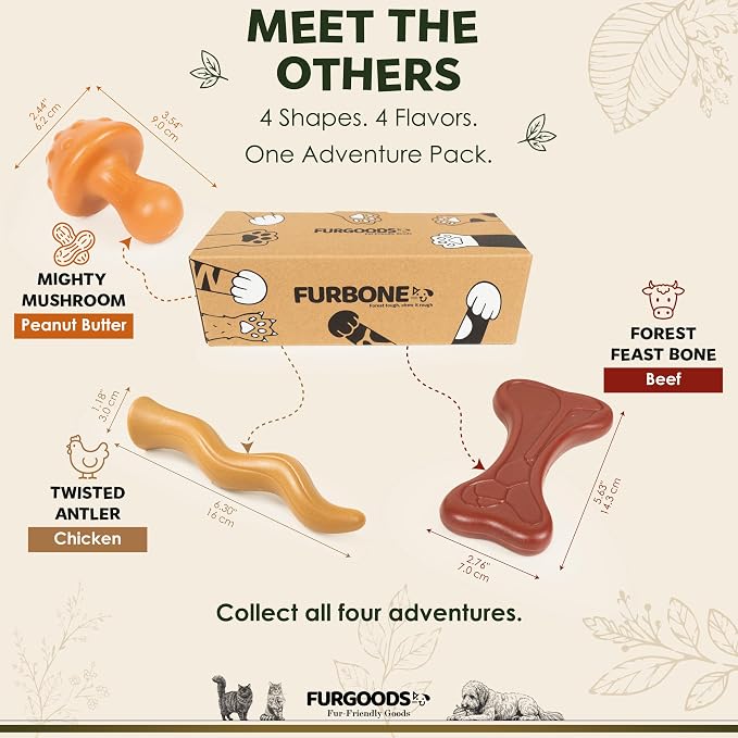 FURBONE Wild Stick Lamb Flavored Nylon Dog Chew Bone, Small & Medium Breeds