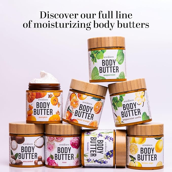 Peppermint Vanilla Body Butter - Natural Lotion for Women with Shea Butter & Jojoba Oil - Non-Greasy Whipped Body Lotion for Dry Skin - Vanilla Scented Peppermint Body Lotion