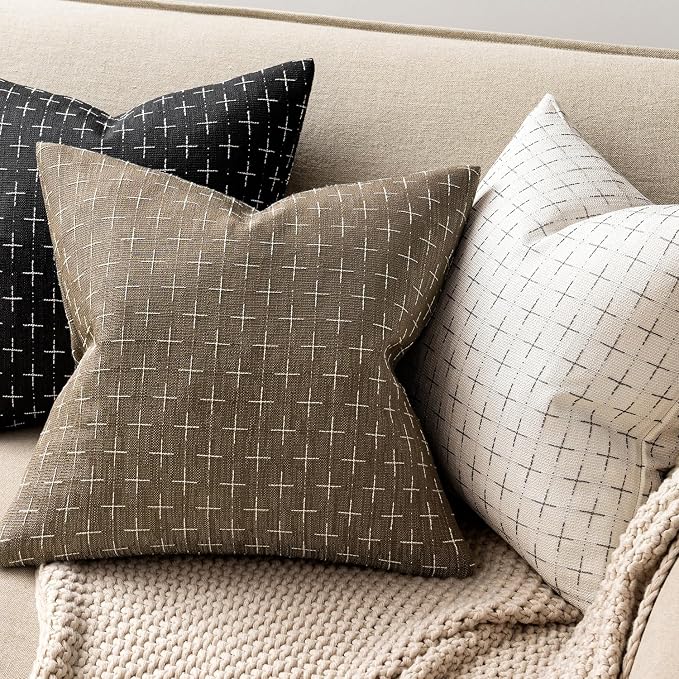 MIULEE Pack of 2 Decorative Burlap Linen Euro Spring Throw Pillow Covers for Sofa Couch Bed Farmhouse Pillowcases Modern Rustic Woven Textured Cushion Cover Taupe